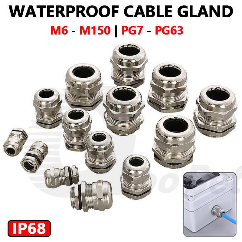 Cable Gland IP68 Waterproof Brass Nickel-plated Compression M6 - M120 PG7 - PG63