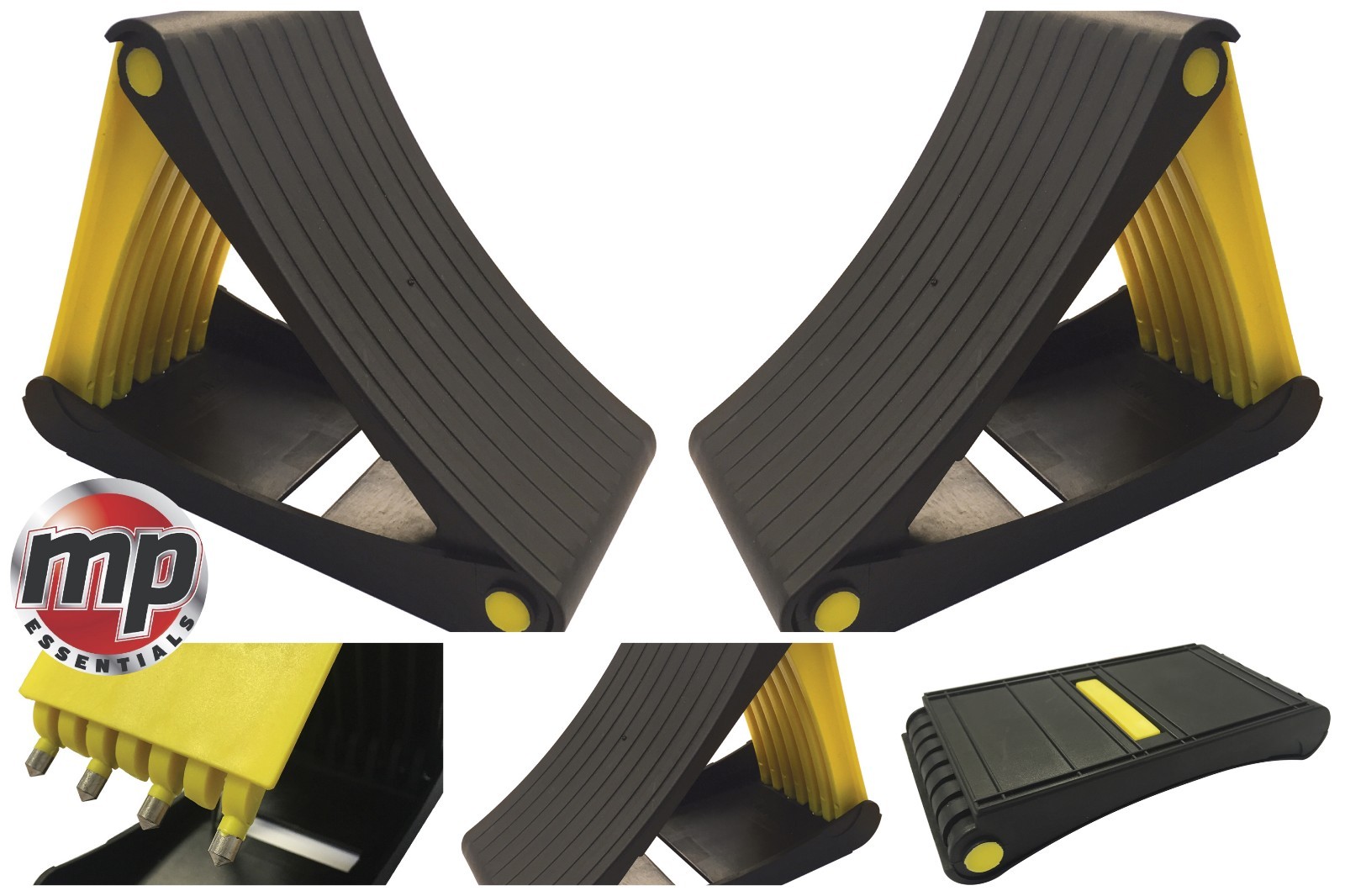 2 x Leisurewize Foldable Caravan Motorhome Car Trailer Wheel Chocks with Spikes