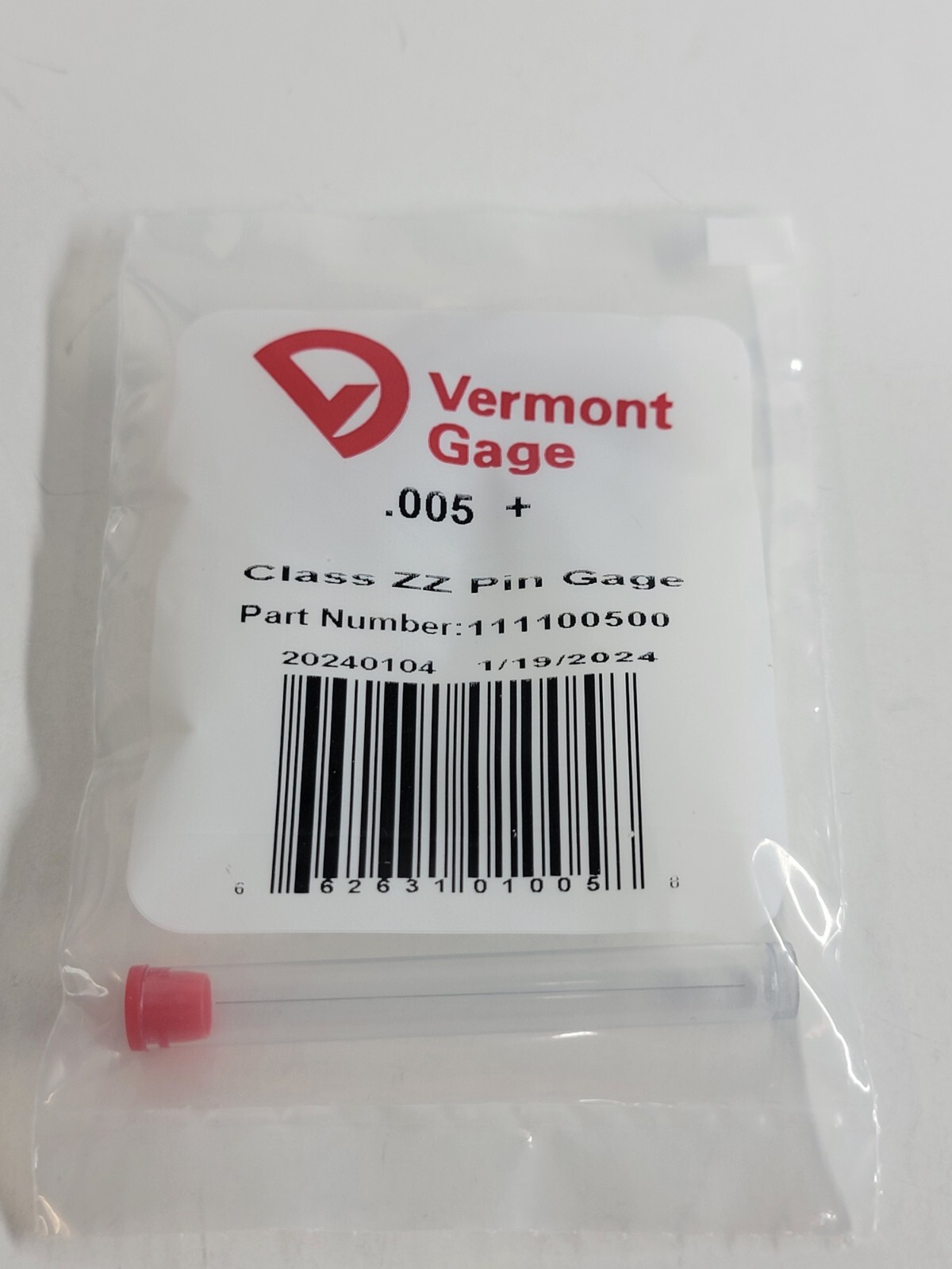 Vermont Gage - 111100500 - .005" Plus - Class ZZ Pin Gage