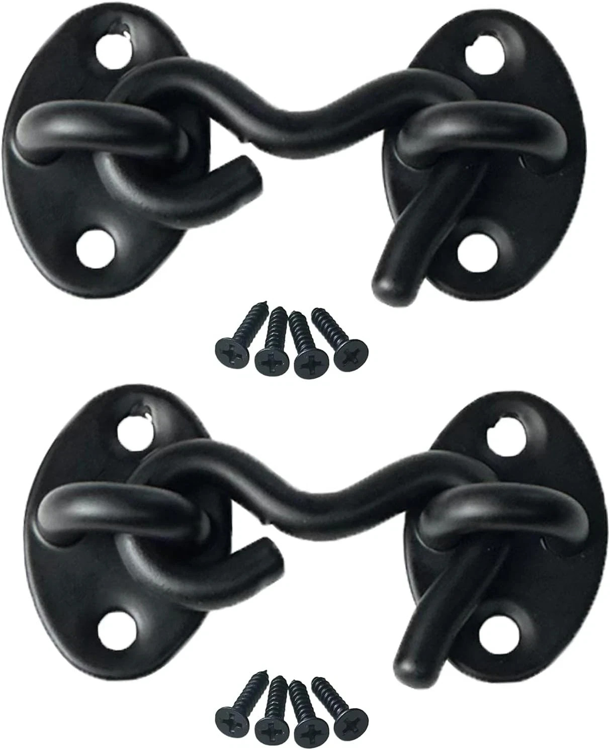 2 Pack Hook and Eye Latch for Door 2 Inch Black, Stainless Steel Barn Door Lock