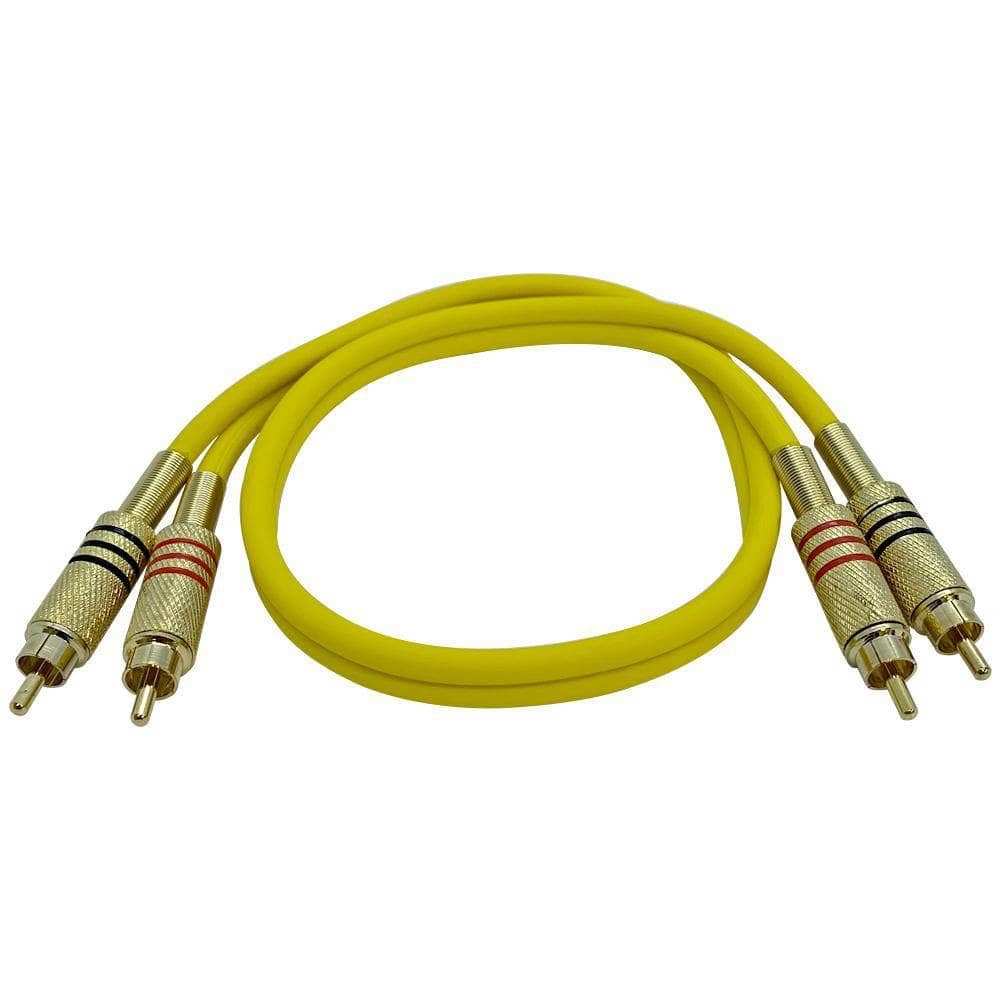 Premium 2ft Yellow Dual RCA Male to Male Audio Patch Cable