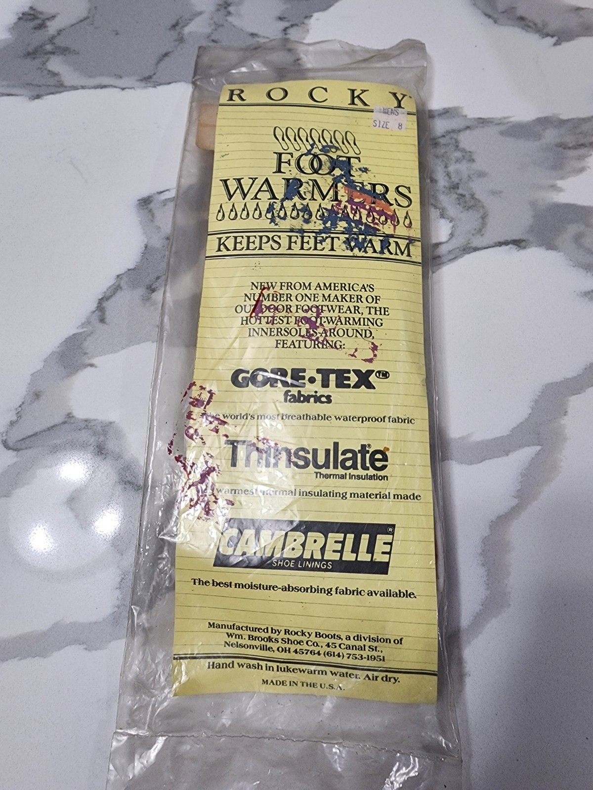 Cambrelle Gore-Tex /THINSULATE Foot Warmer Insoles Mens 8