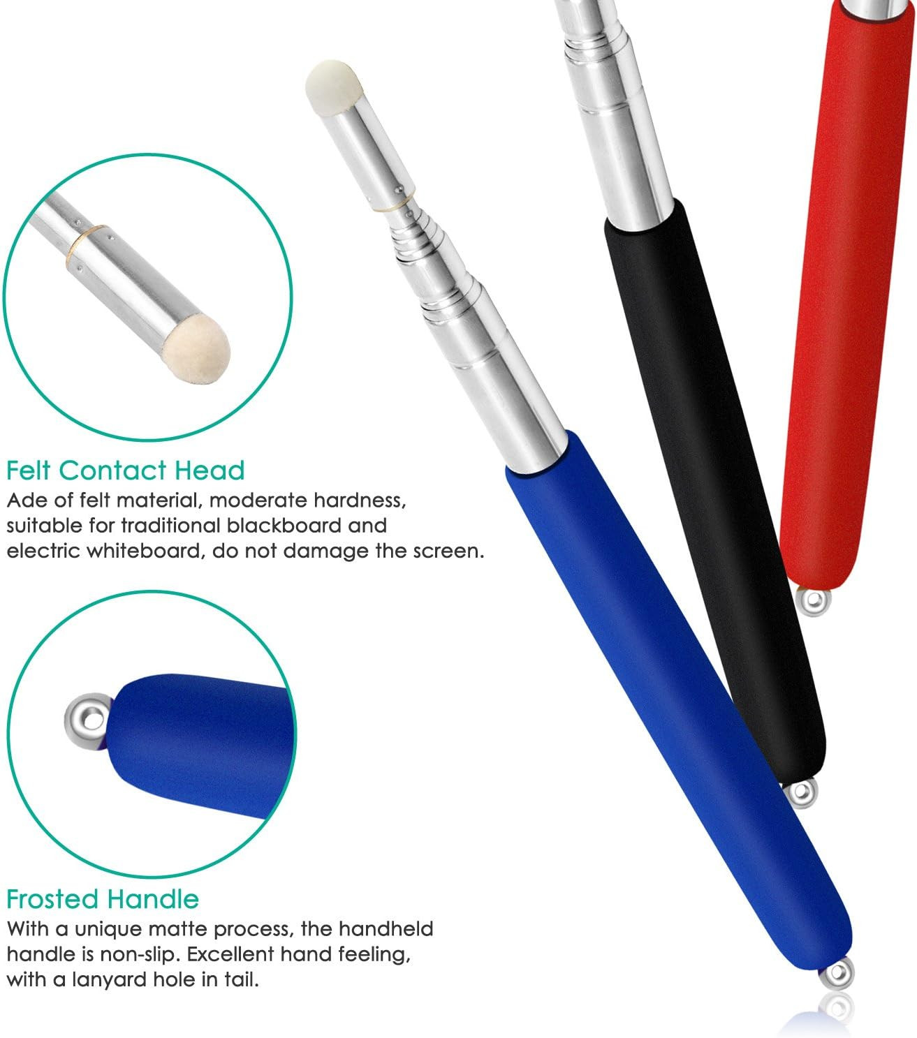 3 Pack Telescopic Teachers Pointer Retractable Handheld Presenter Extendable ...