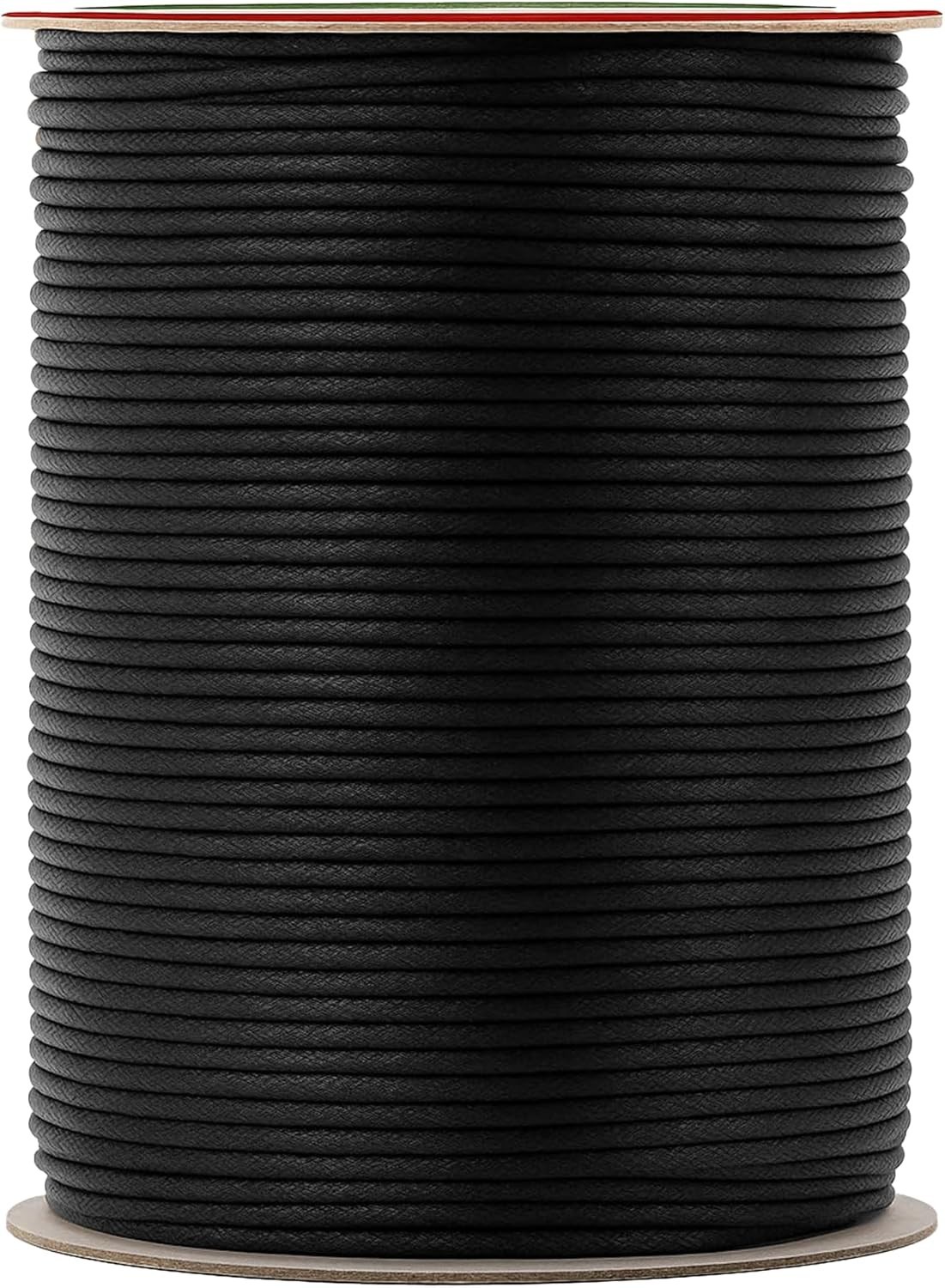 Mandala Crafts Size 2mm Black Waxed Cord for Jewelry Making 109 Yds Black Wax