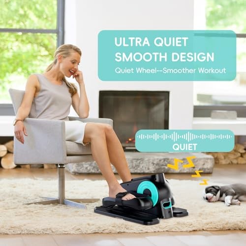 Under Desk Oval Machine - Oval Leg Exerciser for Elderly Assembly - Quiet Cyan