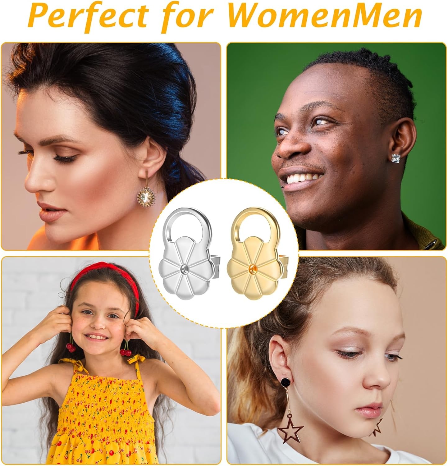 8 Pcs Earring Backs for Droopy Ears, Earring Lifters Backs with Ear Lifting Supp