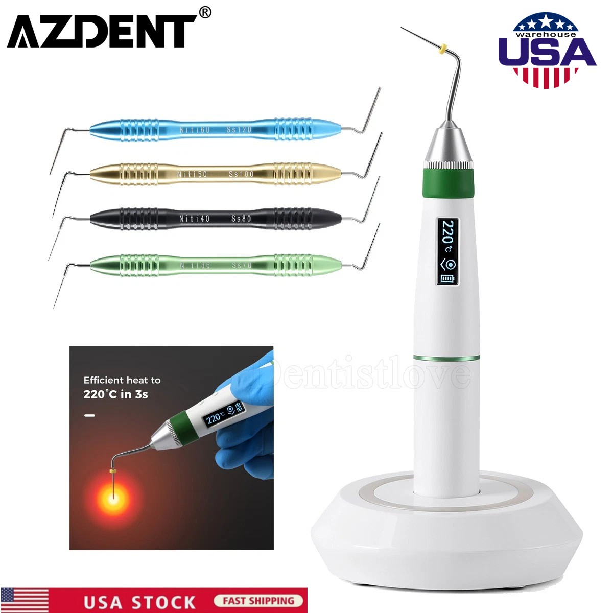 Sistema de obturación dental con gutapercha caliente / Punzón manual condensador