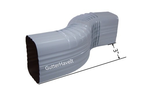 1 - Aluminum Downspout A Gutter (3” offset) Zig Zag Elbow – 3” x 4” inch White
