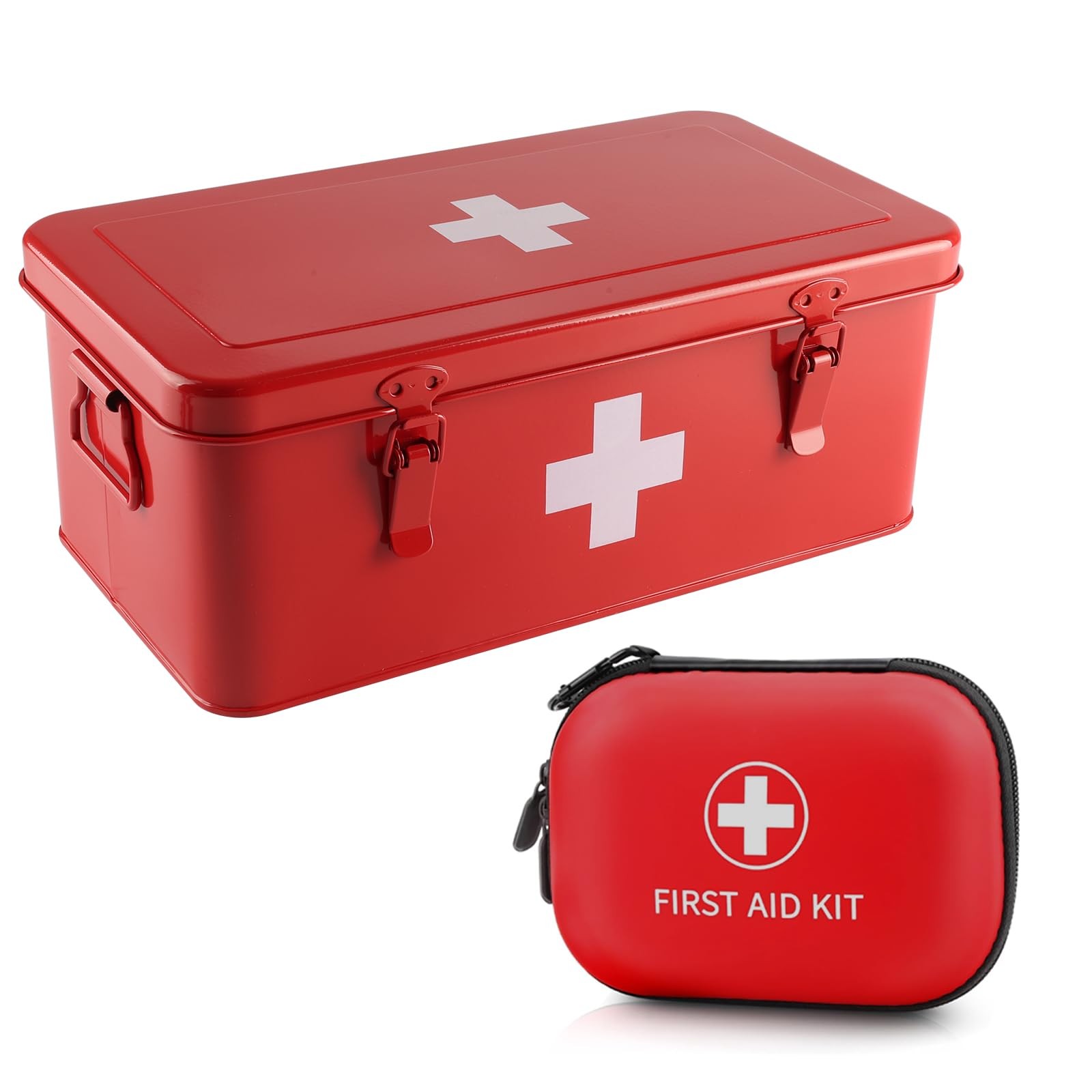 First Aid Box with Mini First Aid Kit, Metal Medicine Storage Box with Handle...