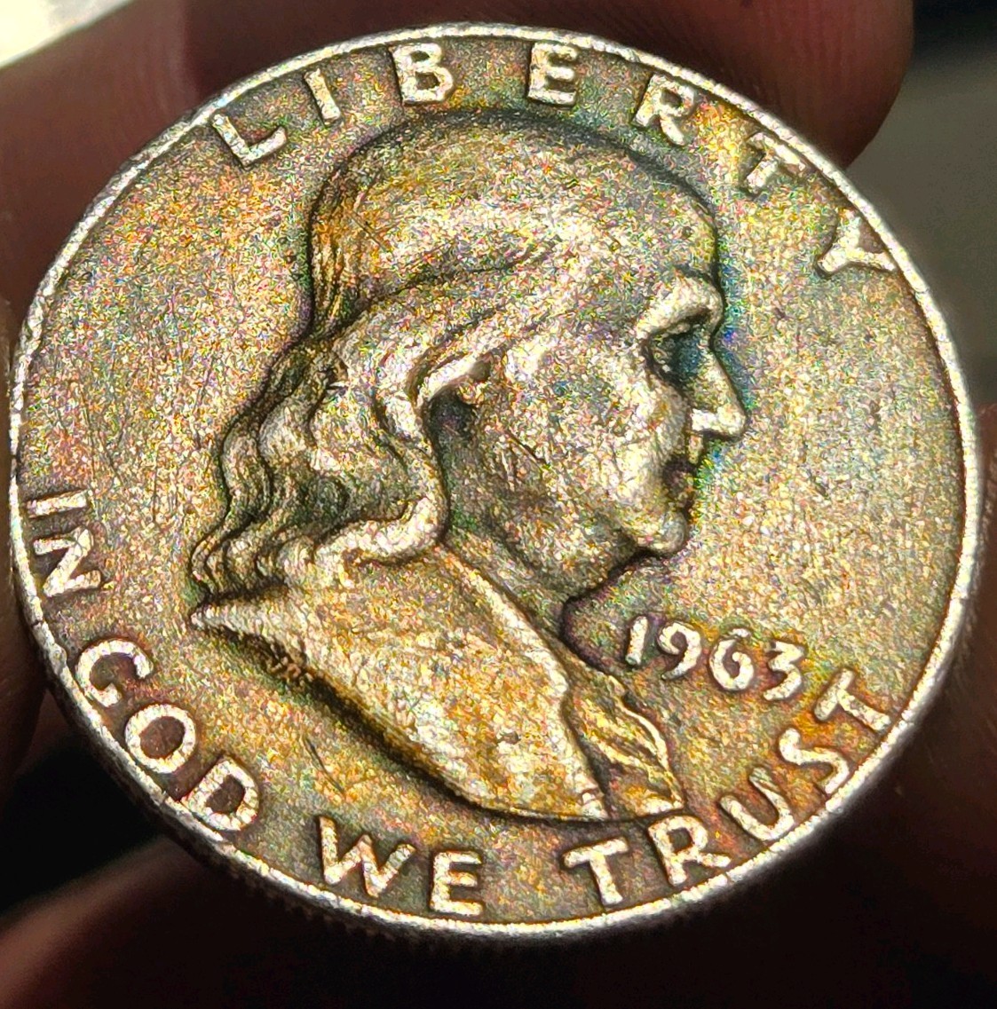 1963-D Ben Franklin Half Dollar Monster Toning ZOMBIE LIKE TONING
