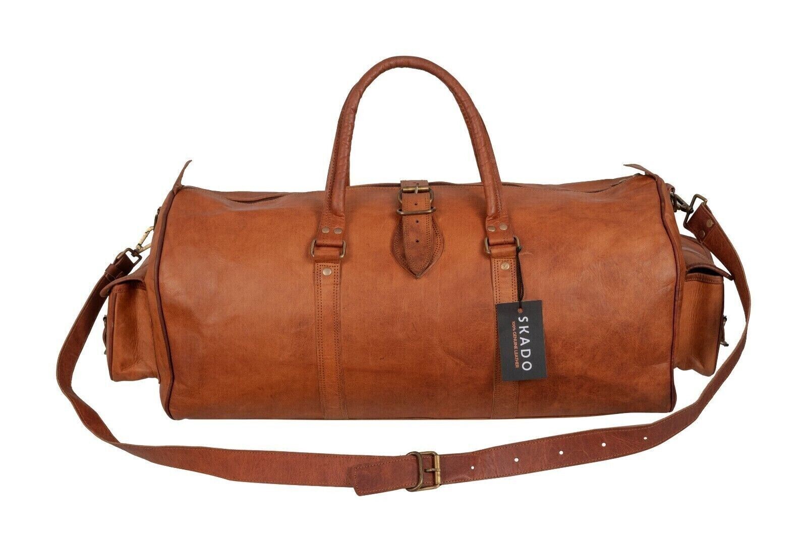24" Men Genuine Leather Duffel Overnight Carry-On Travel Luggage Gym Weekend Bag