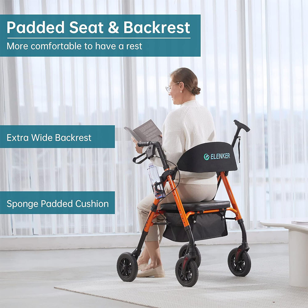 Deluxe ELENKER All-Terrain Rollator Walker Medical Seniors Wheelchair Aid Stand