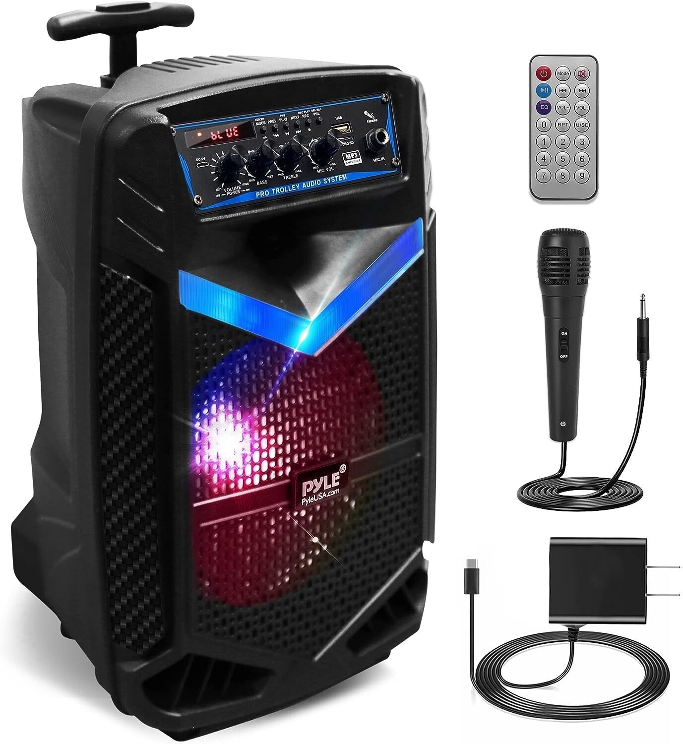 Pyle 400W Rechargeable Outdoor Bluetooth Speaker Portable PA System w/ 8? Subwoo