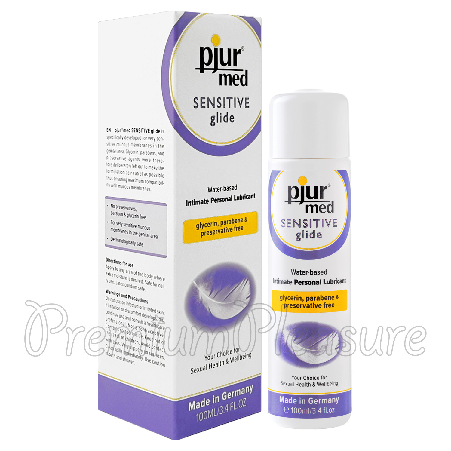 pjur med Sensitive Glide lubricant Water based Natural lube 100 ml / 3.4 fl.oz
