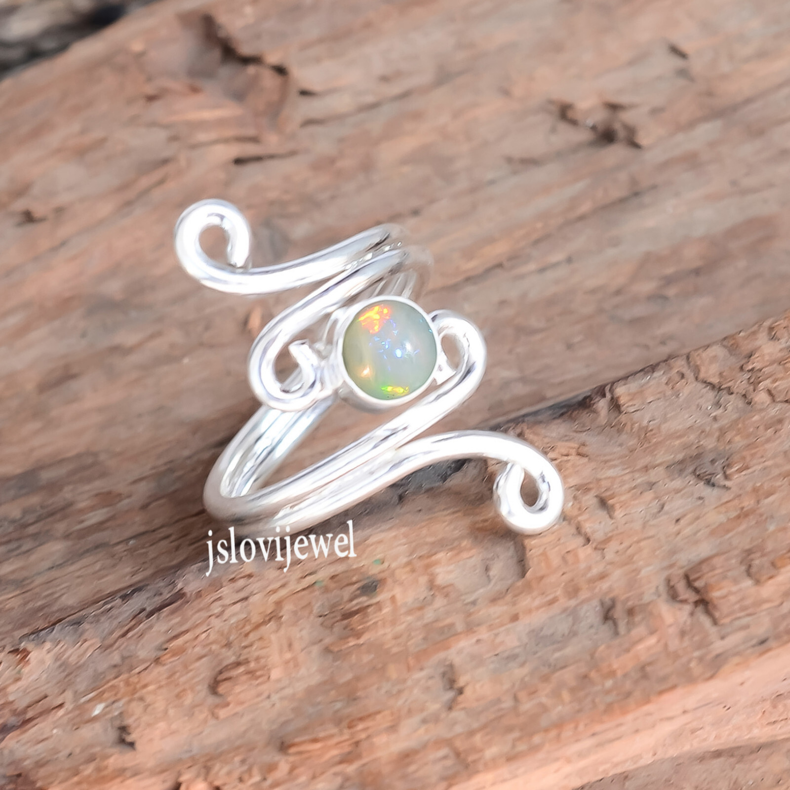 Ethiopian Opal Gemstone 925 Sterling Silver Ring 1st Time Gift Love Jewelry