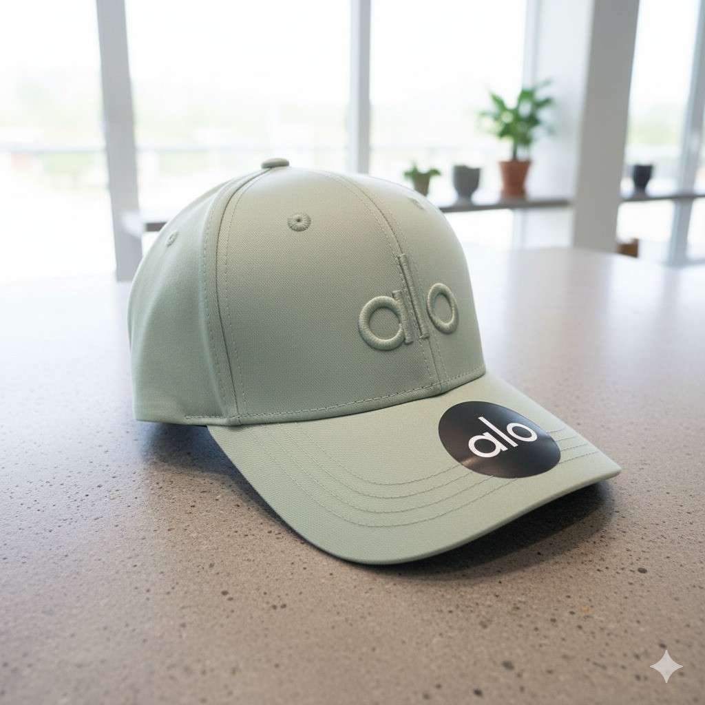 Аӏо Yoga Adjustable Baseball Cap Sage Green Embroidered Logo NWT