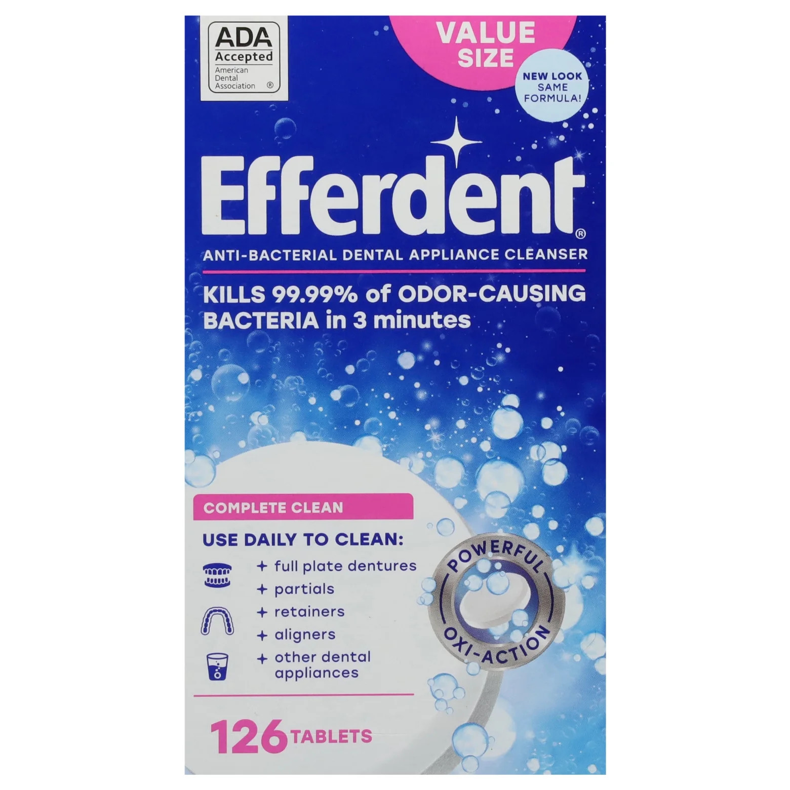 Retainer & Denture Cleaner Tablets, Complete Clean, 126 Count