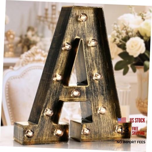 Golden Black Led Marquee Letter - Industrial, Vintage Style Style Letter A