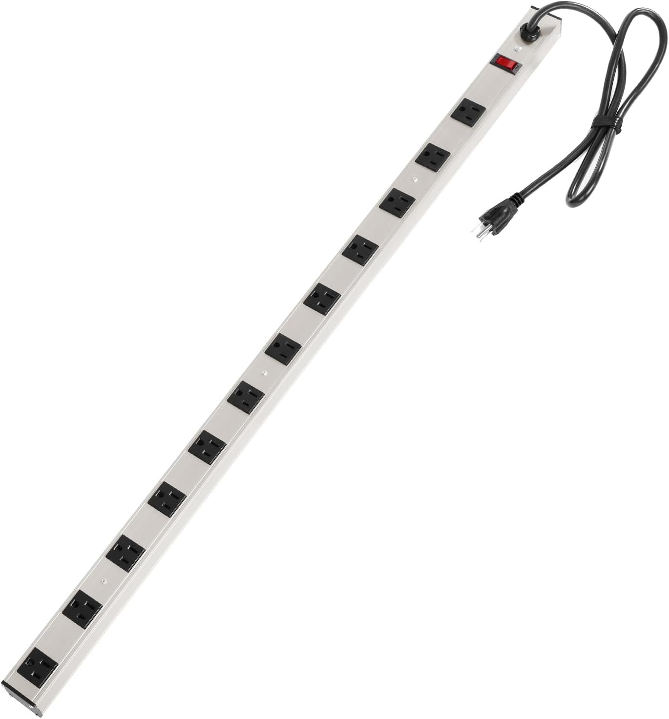 12 Outlet Long Aluminum Heavy Duty Power Strip with 3FT 14AWG Cord, 15A/1875W, W