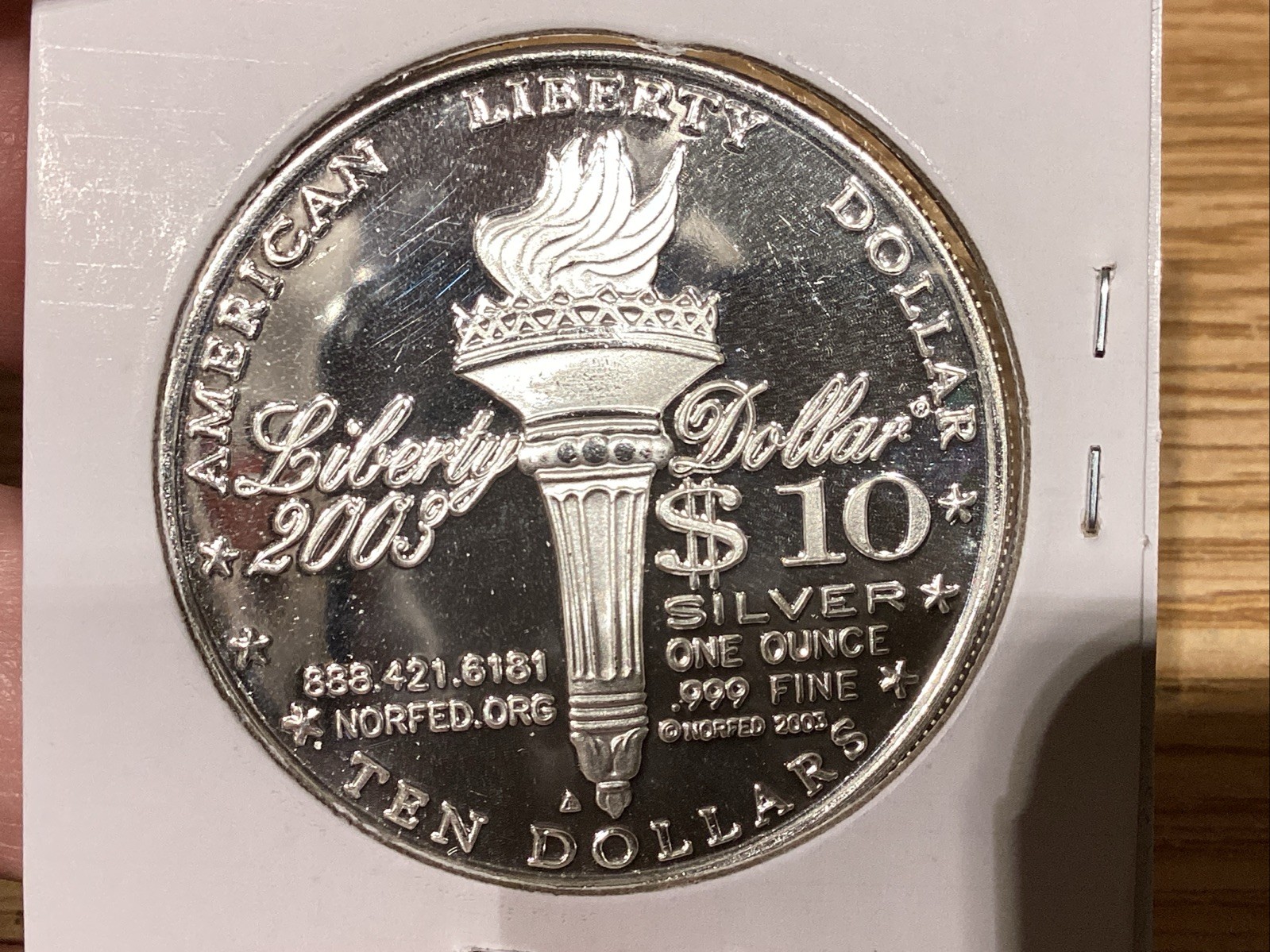 Norfed 1 Oz Silver 2003 $10 Large E Long Hair (2 Available)