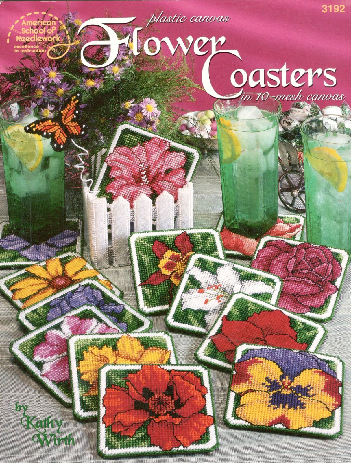 Flower Coasters Plastic Canvas Booklet American School 3192