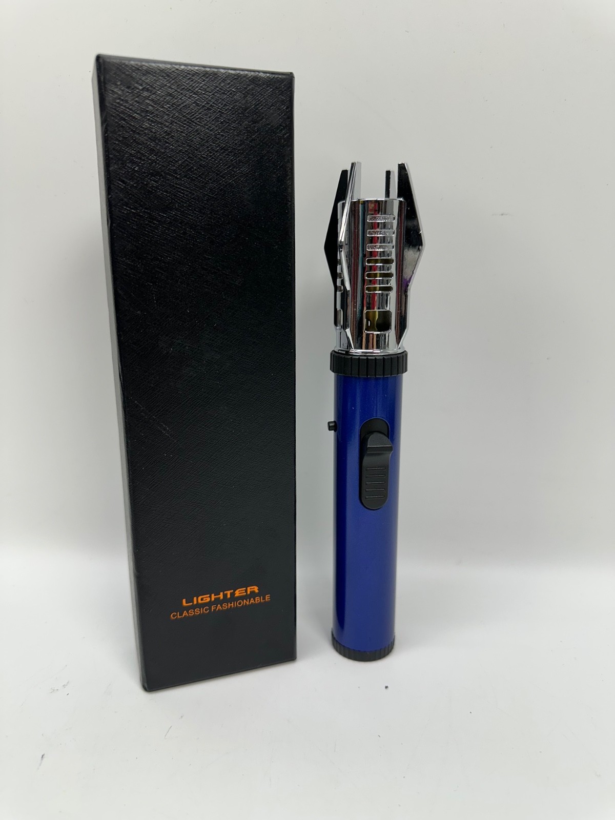 Lightsaber Lighter Torch, Windproof Butane Refillable Blue, Black. Silver