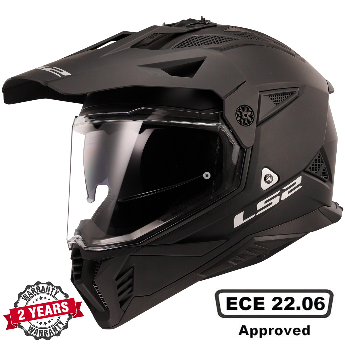LS2 MX702 PIONEER II ECE22.06 DUAL VISOR ADVENTURE MOTORCYCLE HELMET MATT BLACK