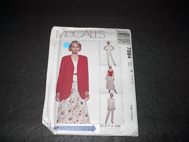 McCall's Pattern 7994 Misses' Jacket, Vest, Pull-On Pants, Pull-On Skirt  8~12 U