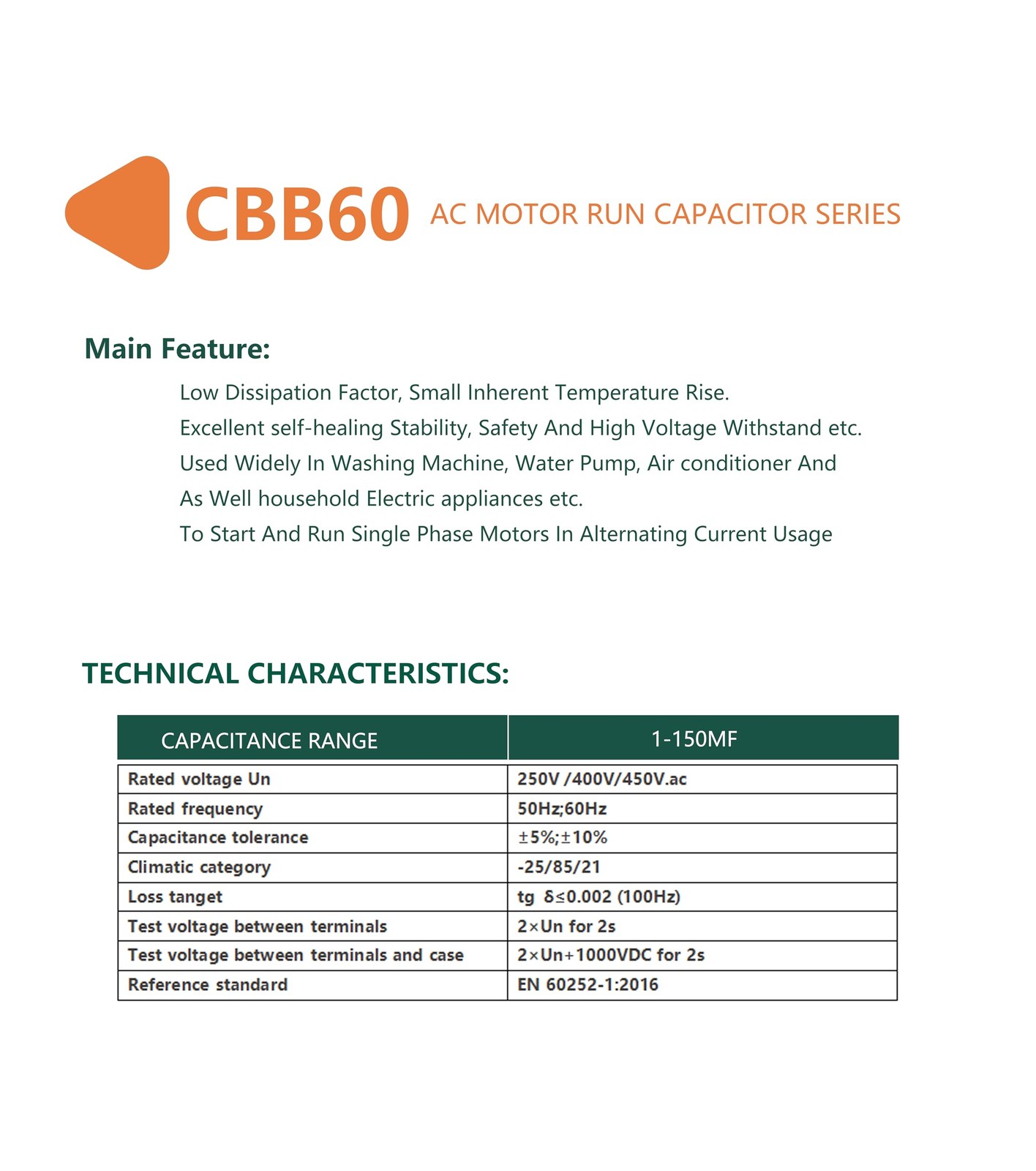 CBB60 Motor Run Capacitor 120uF 5 110/125/250VAC 50/60Hz Cylindrical 125x47mm