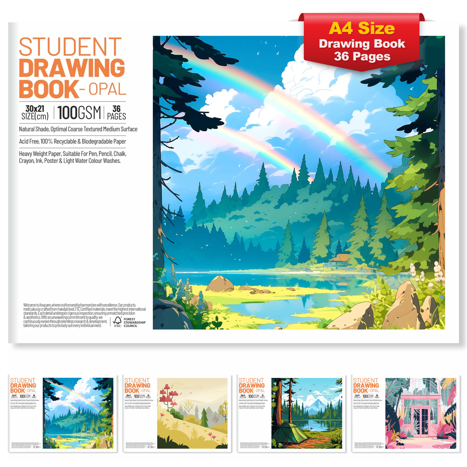 Children's A4 Drawing Sketch Pad 36 Pages Kids Paper Arts & Crafts Book