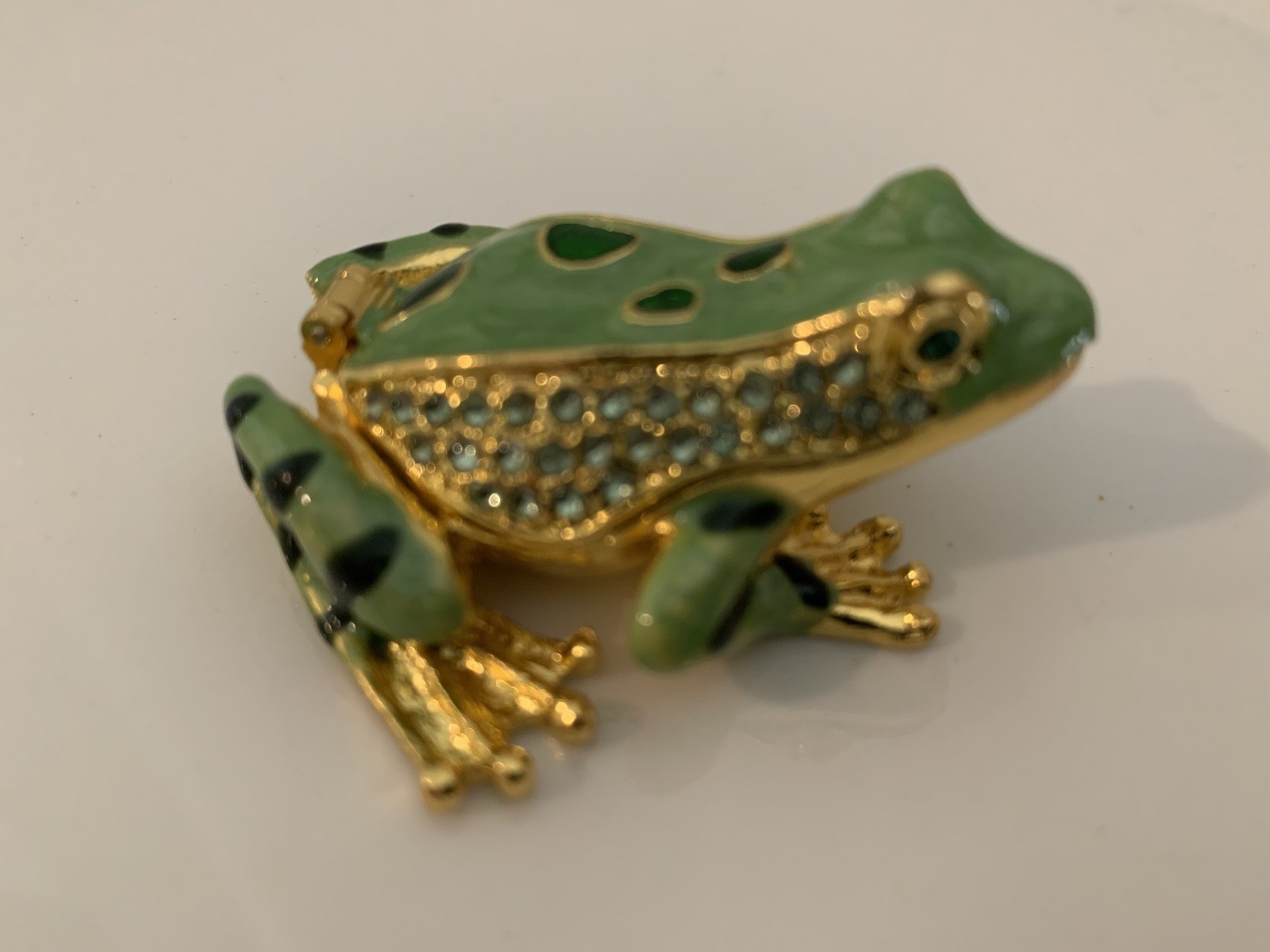 Sparkling FROG HINGED BOX, Crystal Accents, NEW