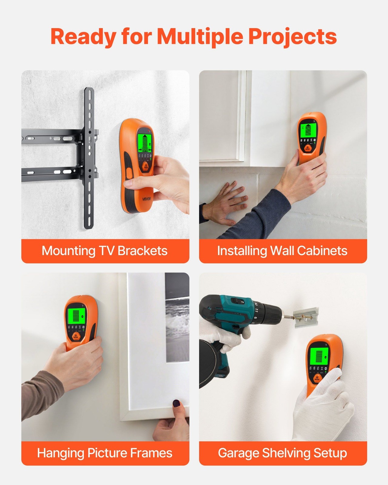 5-in-1 Digital Stud Finder with Large Backlit LCD Screen, Audio