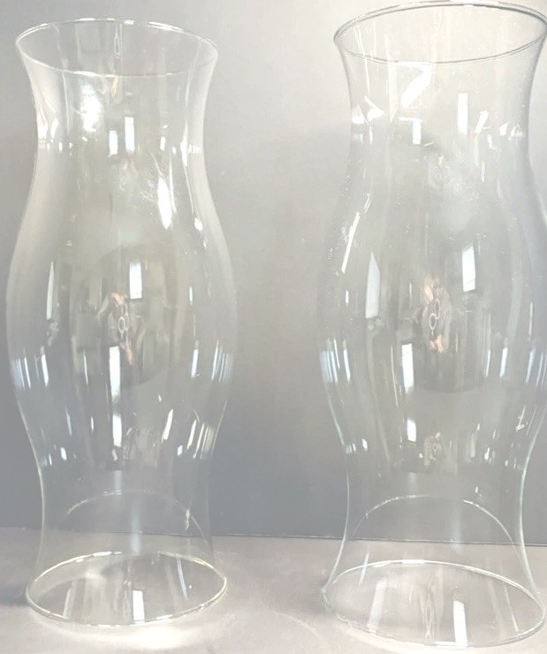 Set of 2 Clear Glass Hurricane Vases 13.5” Tall Flared Rim Wedding Centerpieces