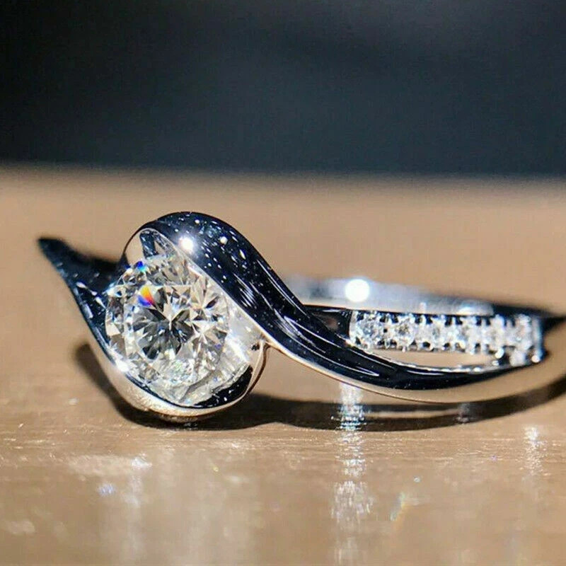 Fashion Princess Cut 1ct Engagement Cz 925 Silver Women Wedding Band Ring Sz4-9