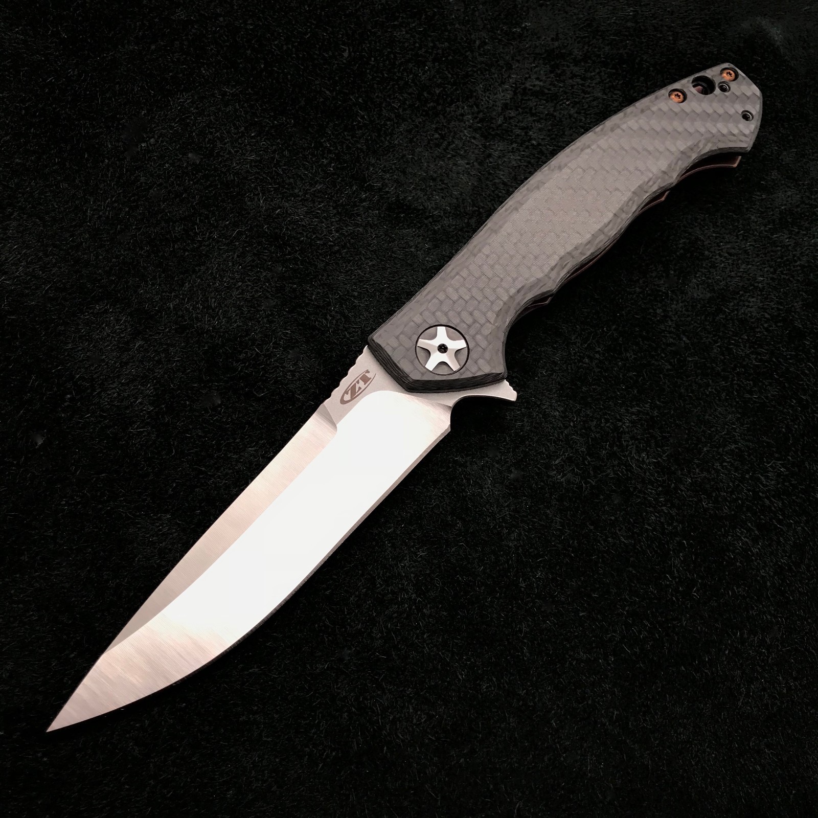 Zero Tolerance ZT 0452CF Plain Edge Folder BWL Purple Ano custom zt452cf