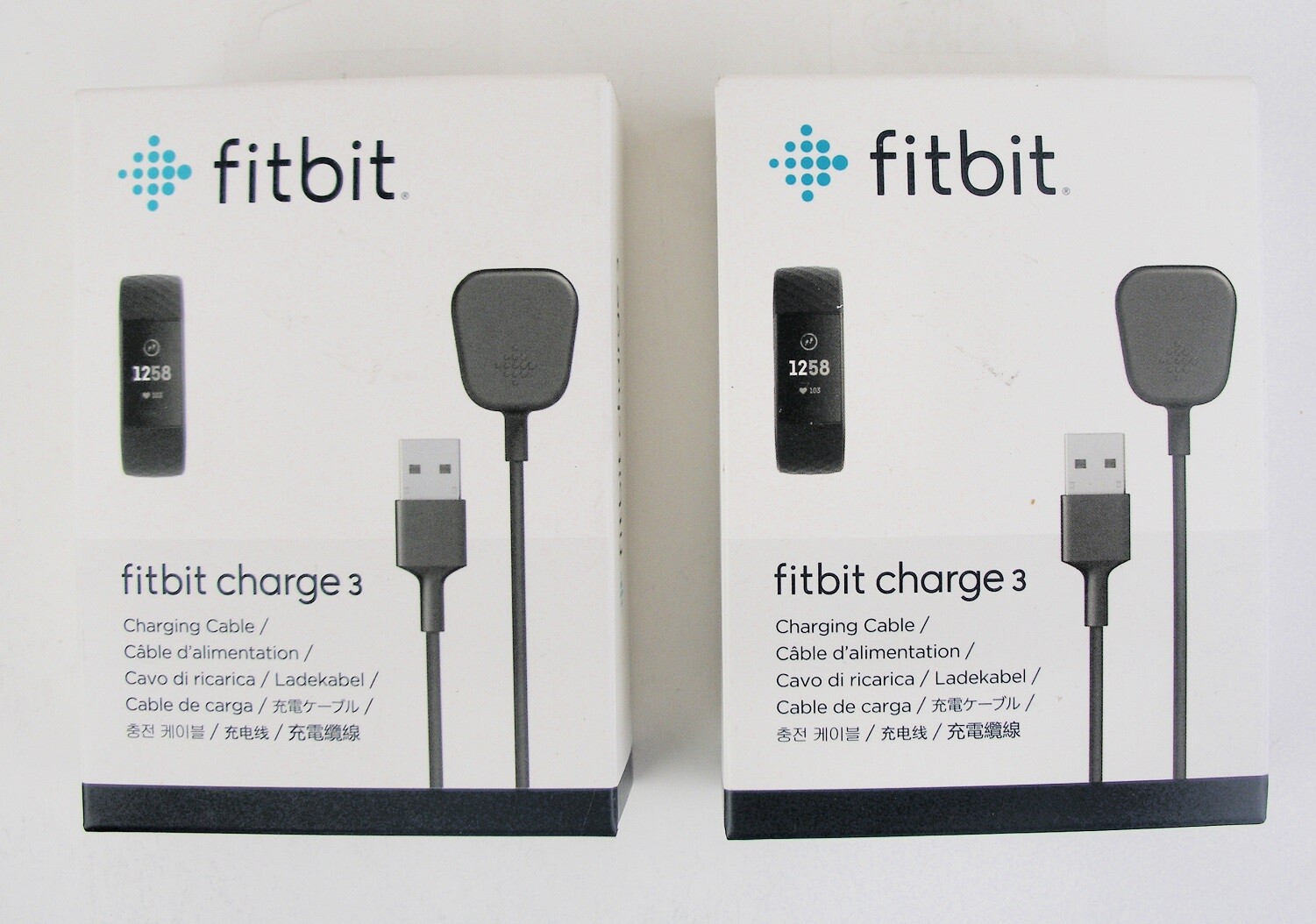 TWO(2) Fitbit Charging Cable for Charge 3 Activity Tracker FB168RCC Black