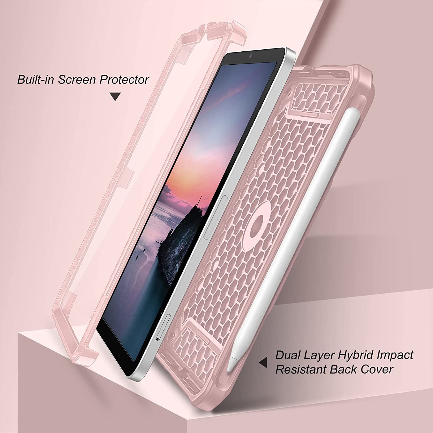 Shockproof Case for iPad Mini 6 2021 Rotating Rugged Cover with Screen Protector