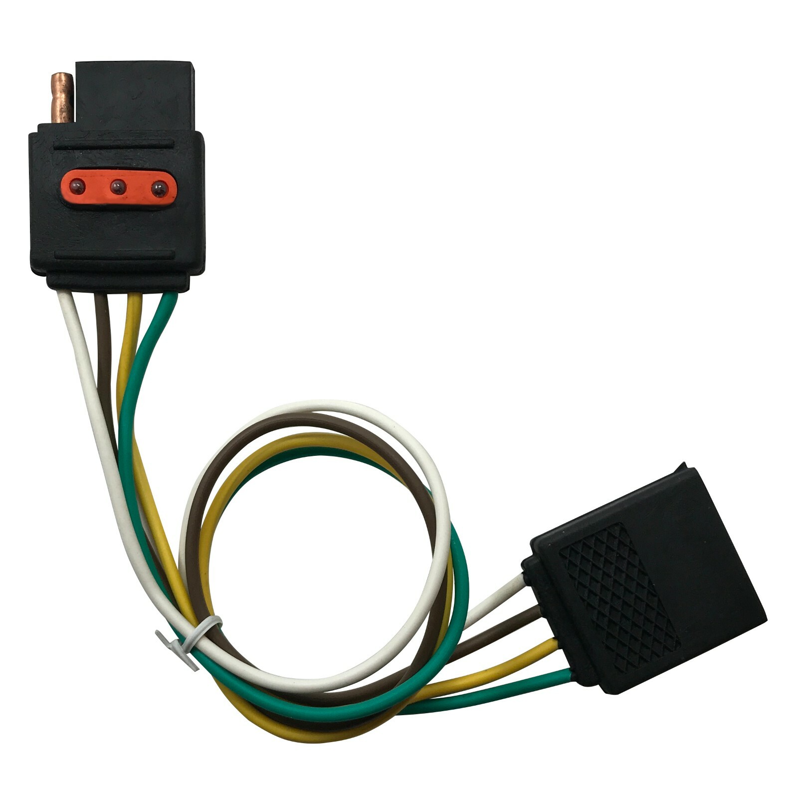 12" Inch Flat 4-Pin Trailer Plug Wire Harness Extension Connector & Tester Light