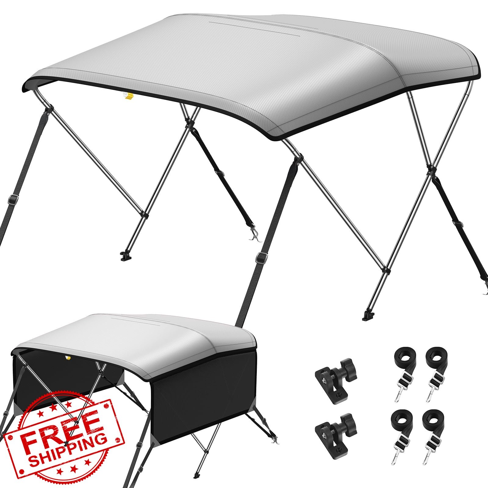 KAKIT 3 4 Bow Bimini Tops for Boats with Mesh Sides Heavy Duty Cover Adjustab...