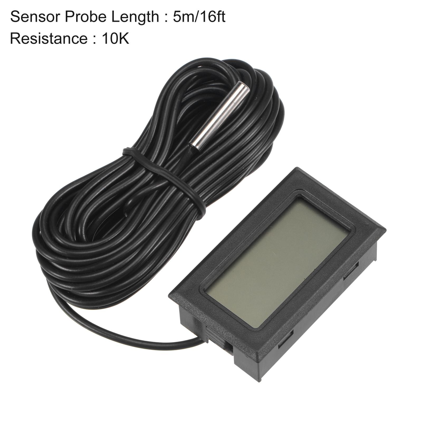 Digital Thermometer 10K with 16ft NTC Temperature Sensor Probe