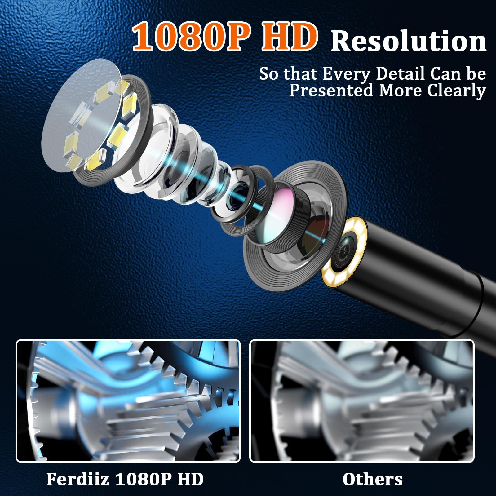 Dual-Lens Endoscope with Light, Endoscope Camera with Light with 4.3" IPS Scr...