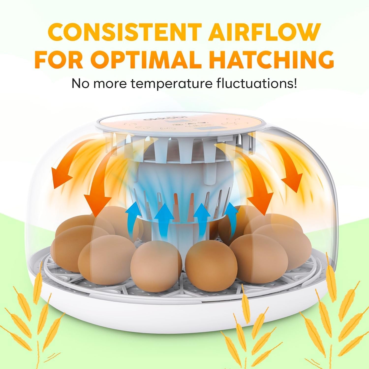 Okkobi M12 Automatic Egg Incubator with Humidity Control - 12/24 Eggs Capacity