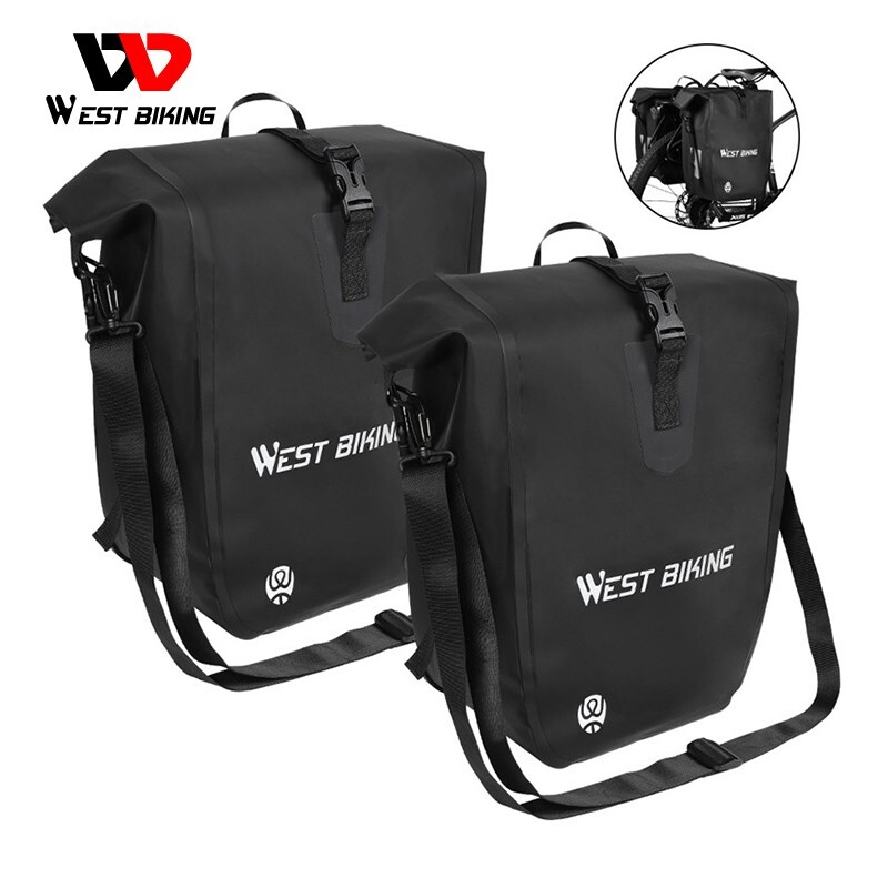WEST BIKING Waterproof Bike Trunk Rear Rack Pack Bag Carrier Double Panniers 50L