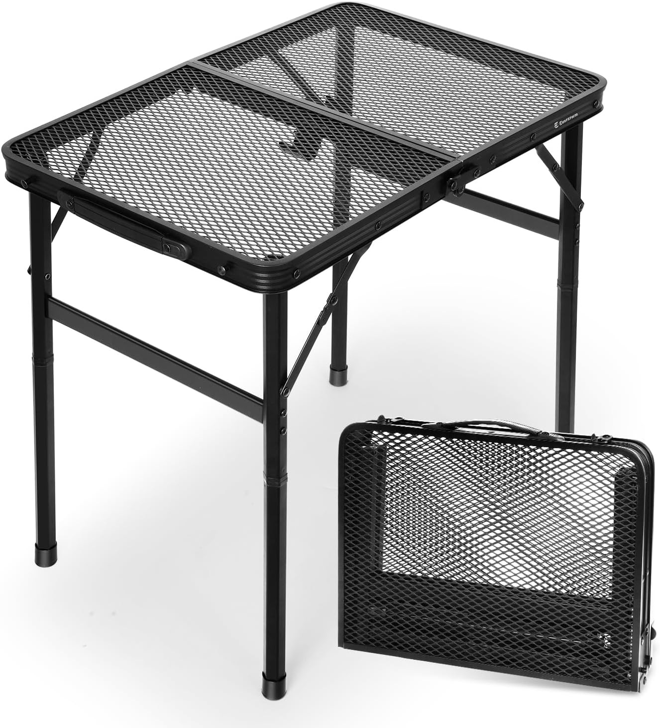 2Ft Small Folding Table with Carry Handle, Camping Table Adjustable Height 10.6–