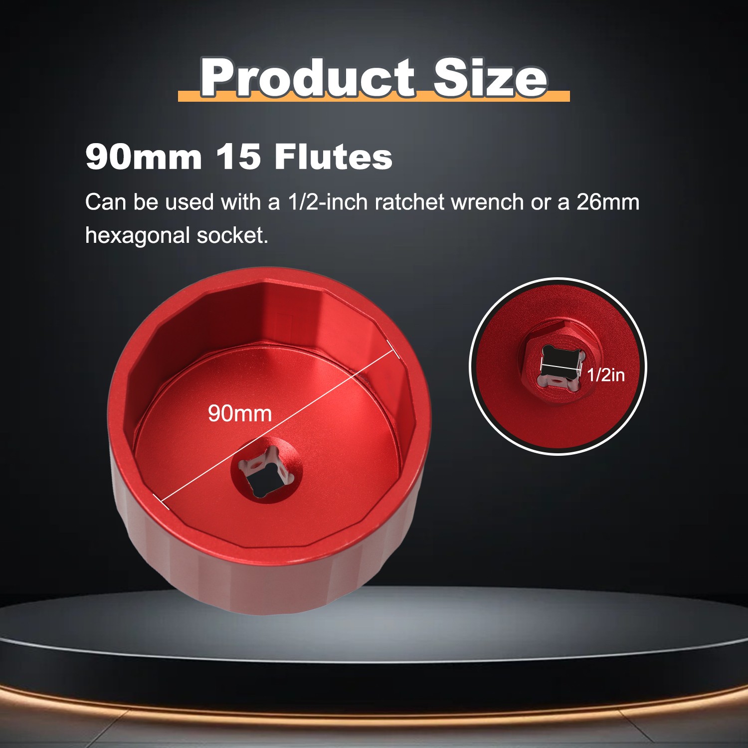 90mm 15Flutes Oil Filter Wrench Removal Tool for Jaguar Land 3.0L 5.0L