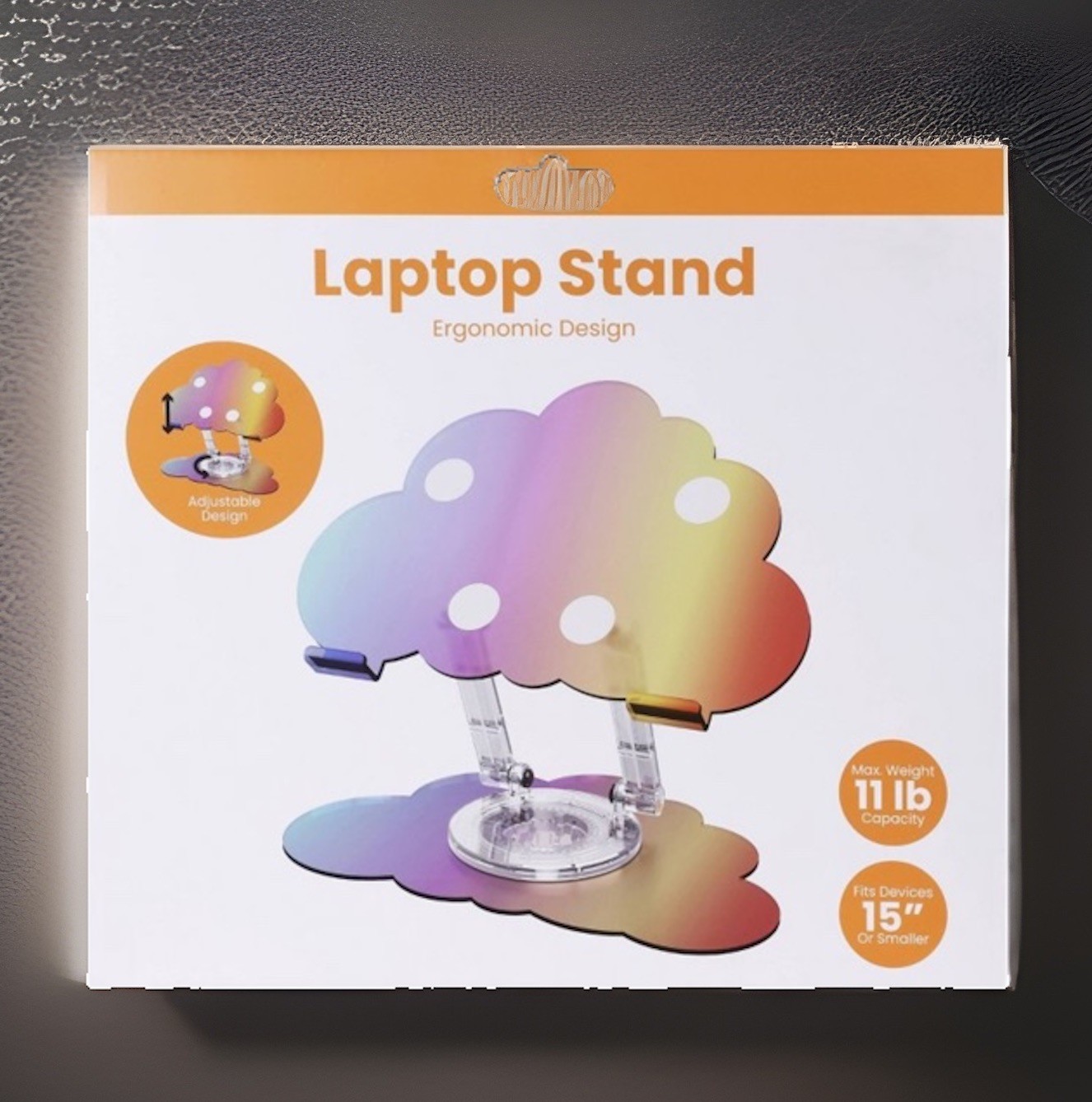 Vivitar Acrylic Laptop Stand Purple Ergonomic &  Cloud Iridescent Design, New