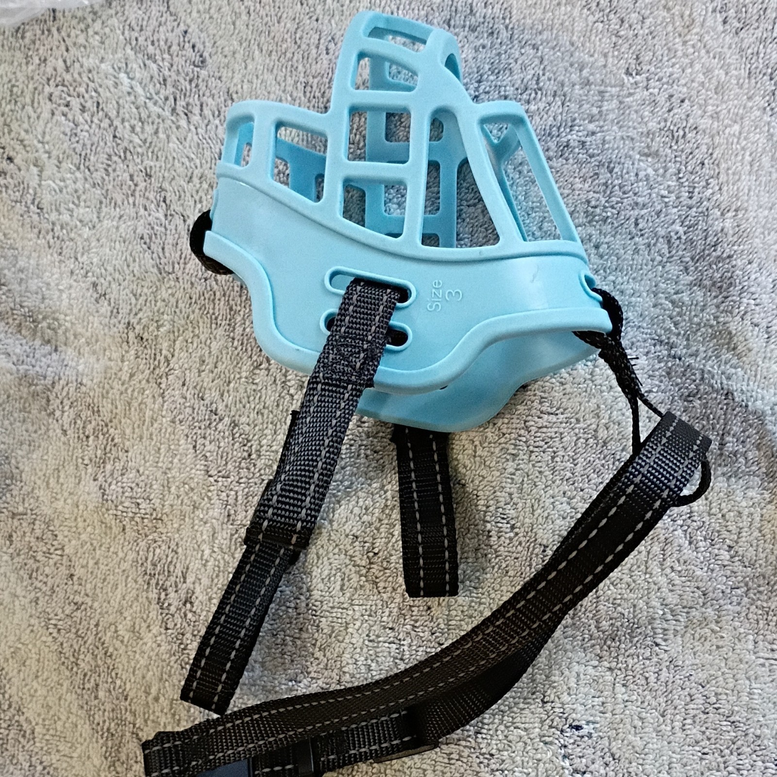 NeithZau Soft Silicone Basket Dog Muzzle, Adjustable Nylon Straps, Blue Size 3