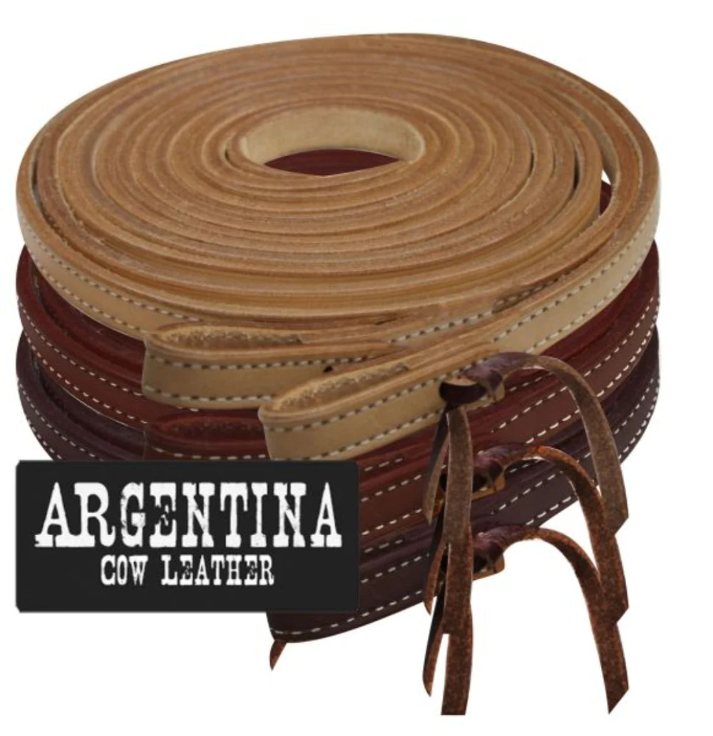 New! Showman 8' foot long Argentina cow LEATHER SPLIT REINS Horse 3 COLORS!