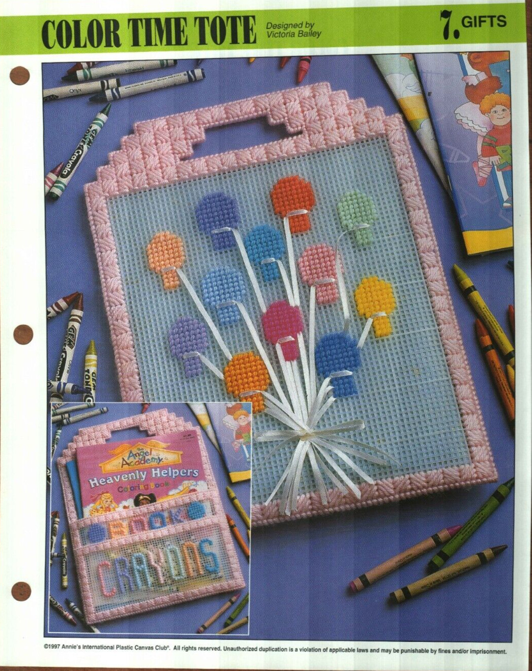 NEW COLOR TIME TOTE CRAYON BOOK HOLDER ANNIE PLASTIC CANVAS PATTERN INSTRUCTIONS