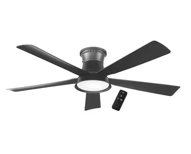 Hampton Bay Hawkspur 52 in. Indoor/Outdoor Matte Black Low Profile Fan w/Remote